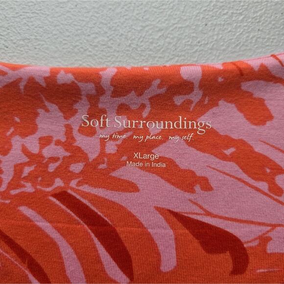 MF Soft Surroundings Floral Orange Pink Del Rio Tunic Top NWT Size XL 18 Beaded - Picture 12 of 13